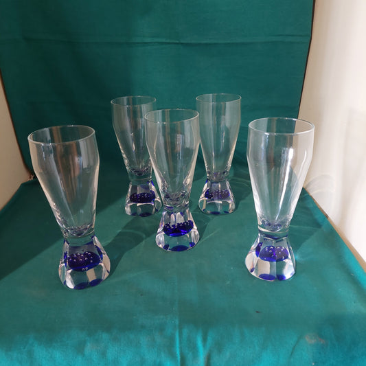 Set/5 Bicchieri Cristallo Base Blu