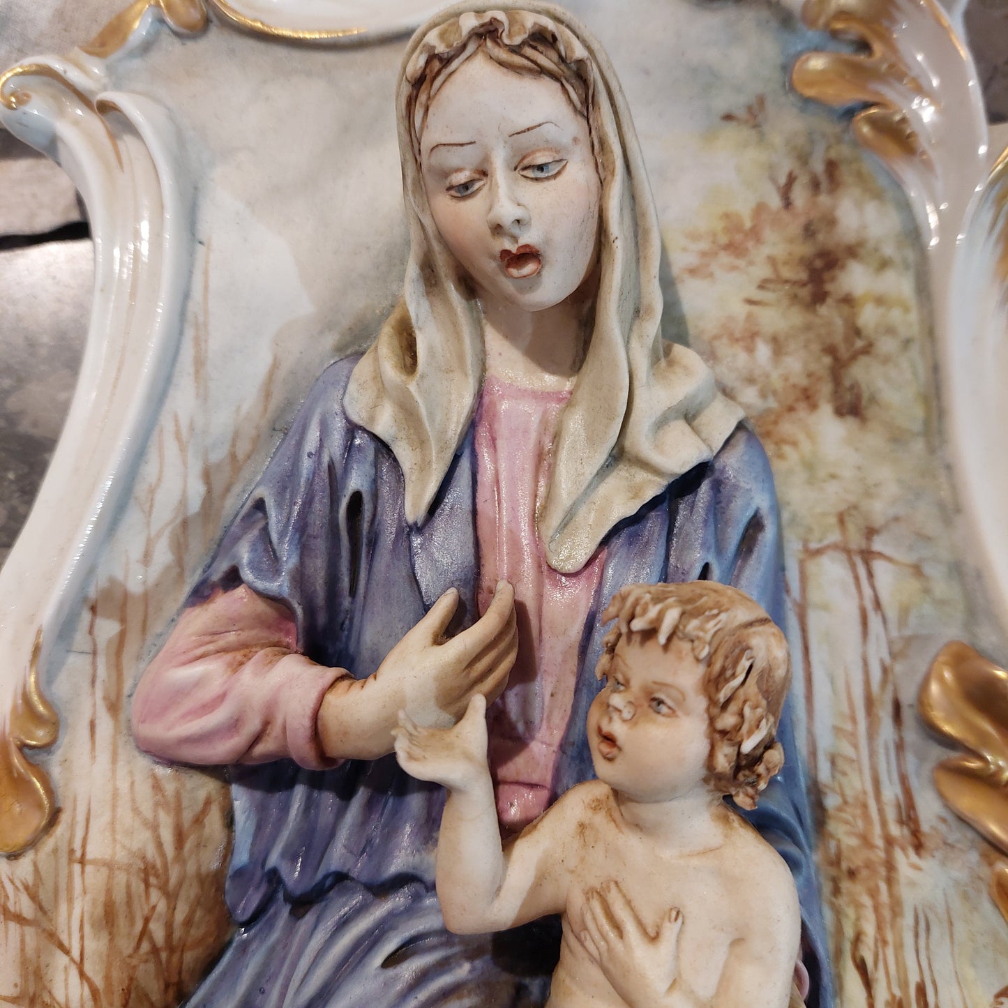 Capezzale* Madonna Con Bambino Porc Capodimonte