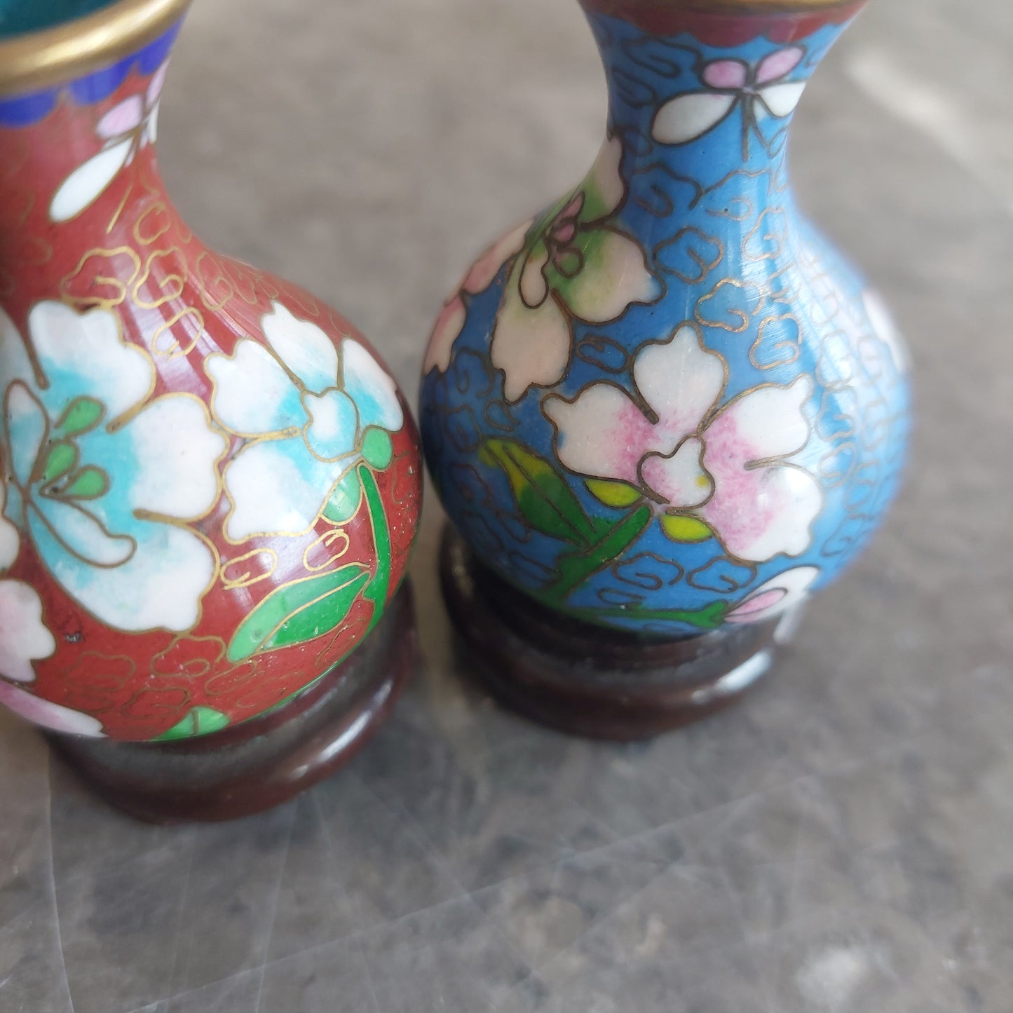 Coppia Mini Vasetti Cloisonnè Cinese