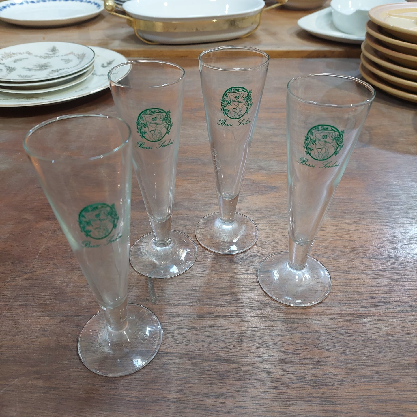 Set/4 Flut Vetro Vintage Bersi Serlini