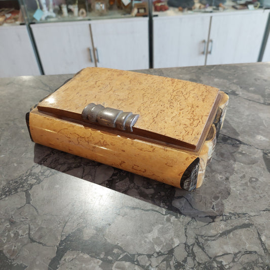 Scatola Portasigarette Legno/osso/arg 800 Anni 40