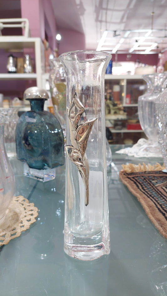 Vaso Monofiore Cristallo/calla Arg H22