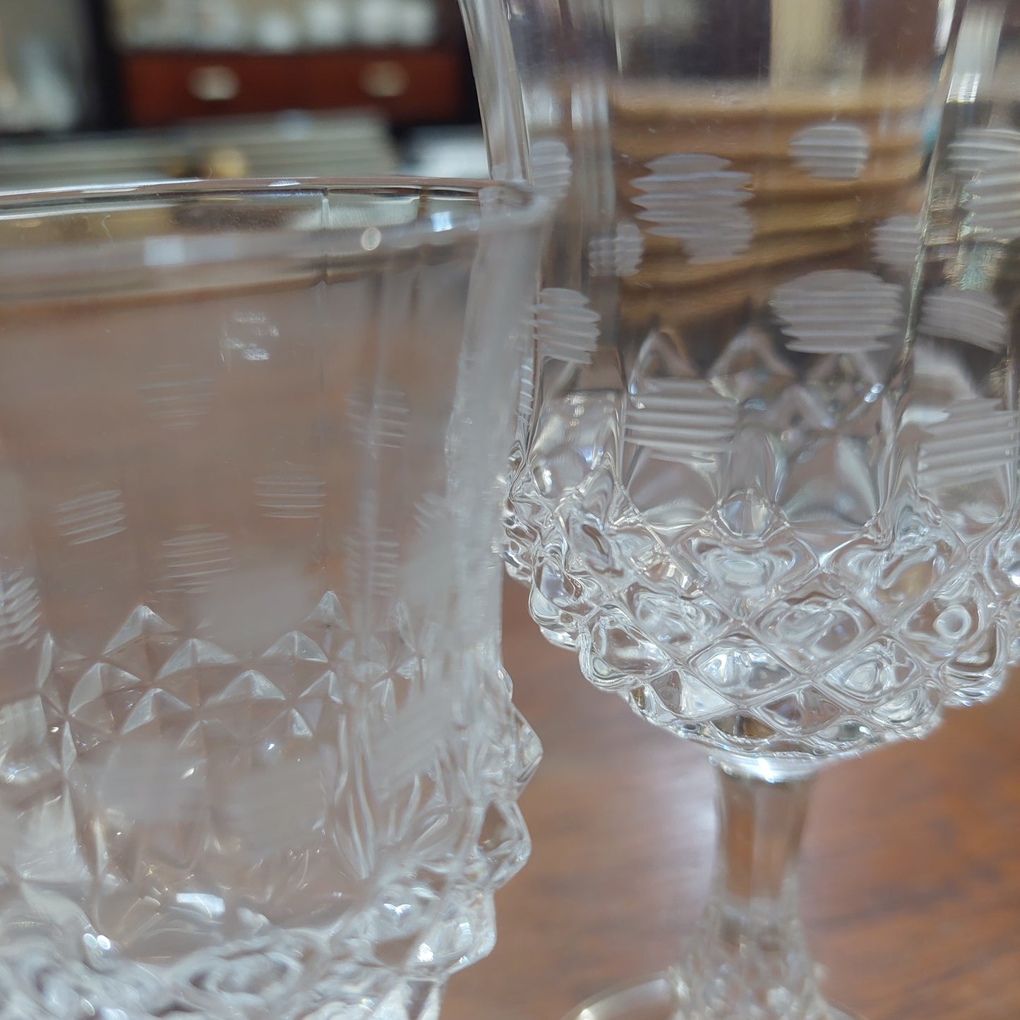 Set/16 Calici Cristallo Sfaccettato Anni 50