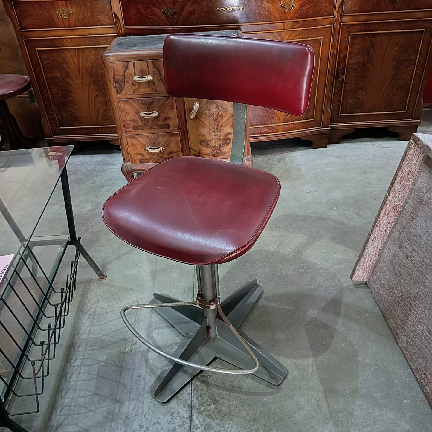 Sgabello Alto Girevole Sky Bordeaux Vintage Bieffe Padova
