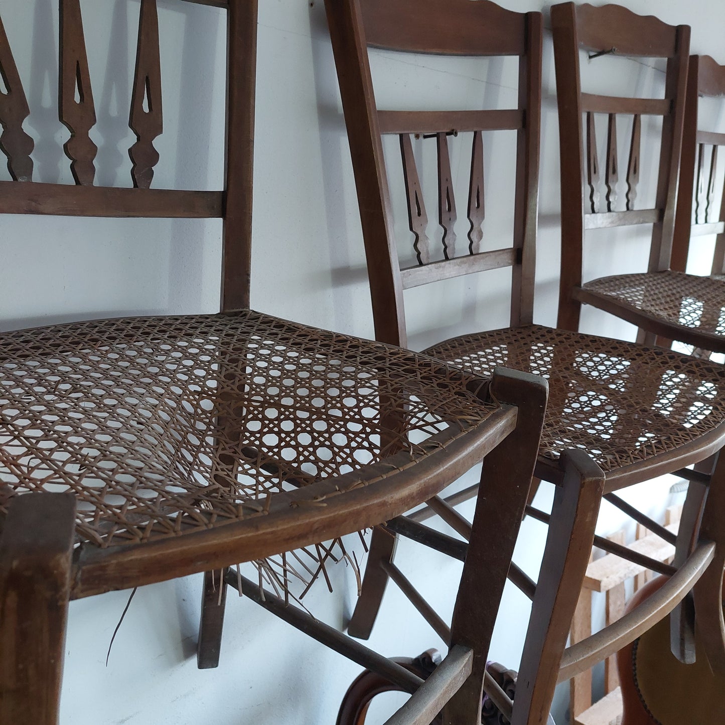 Sedia* Legno Paglia Di Vienna St. Liberty Siciliano (da Restaurare)