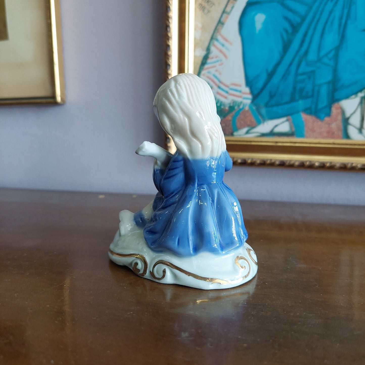 Statuina Bimba Con Mandolino Porcellana