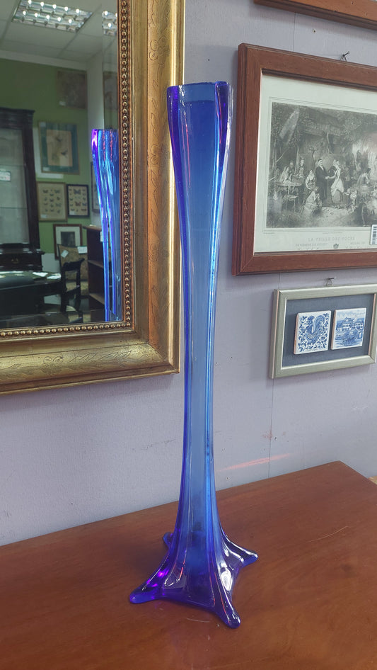 Vaso Vetro* Di Murano Vintage Blu H62