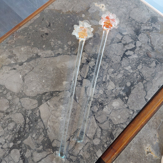 Fiore Vetro Di Murano Stelo Lungo Vintage