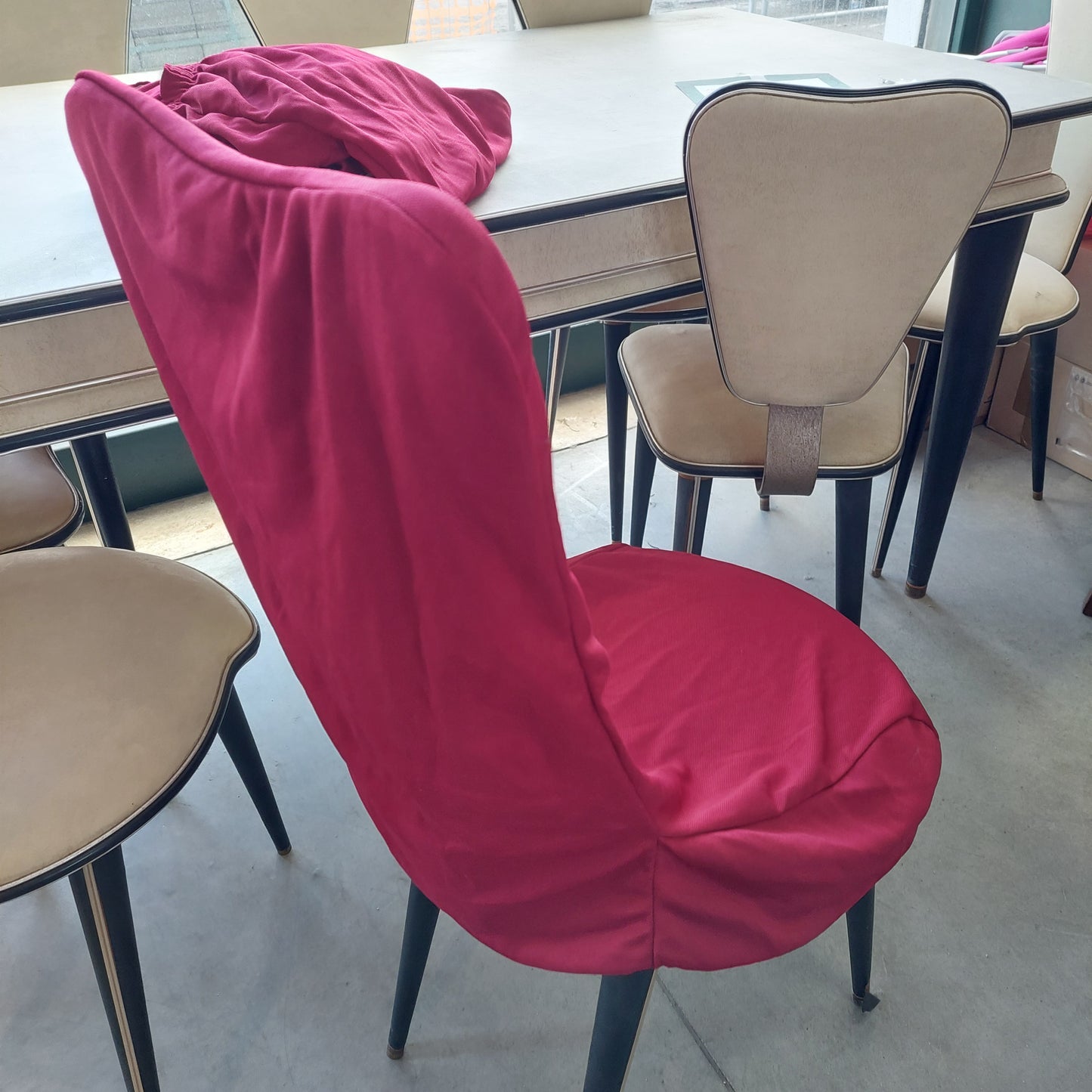 Set/4 Copri Sedia Tessuto Rosso