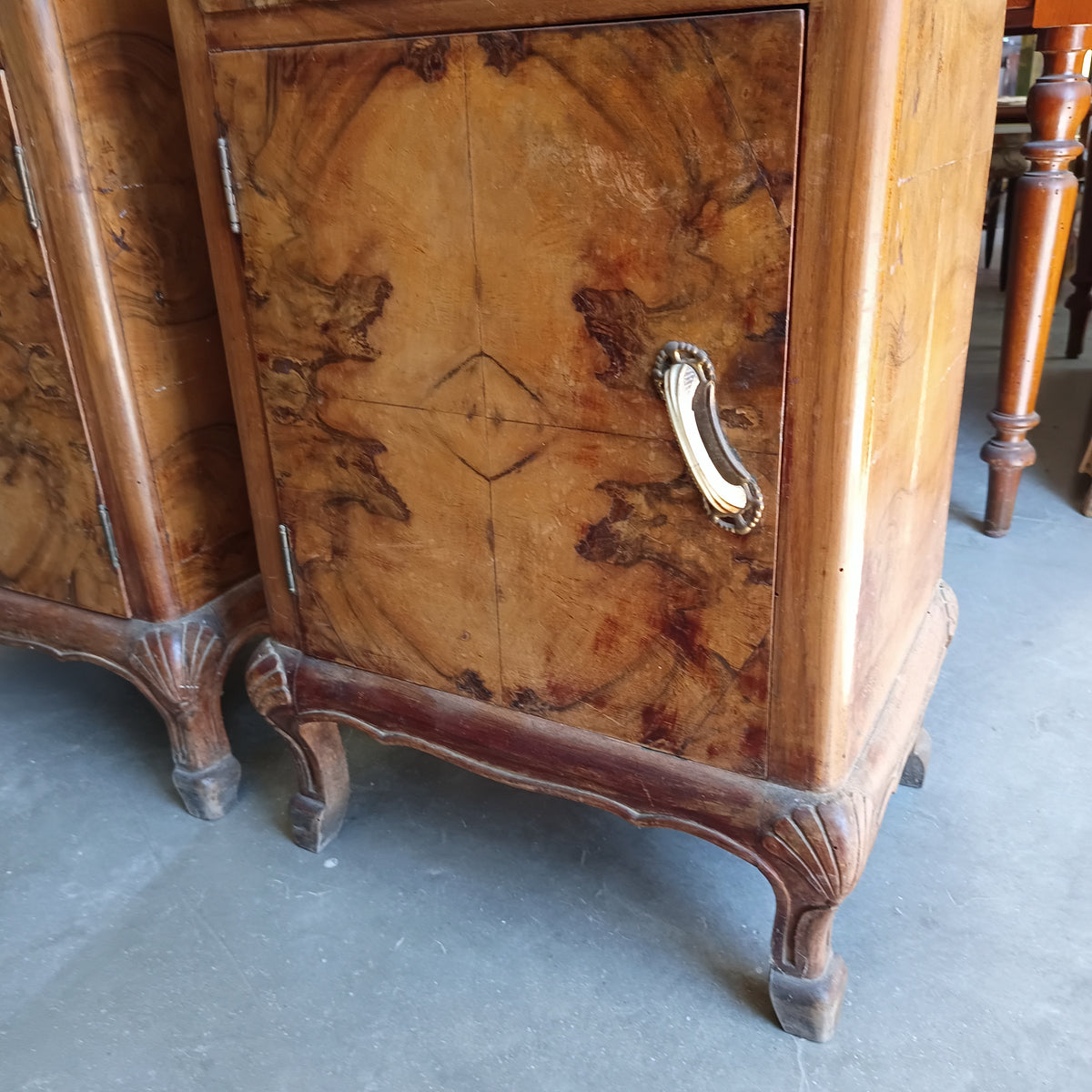 Coppia Comodini Legno Marmo St. Decò 1/c 1/s Cm42x32x84h