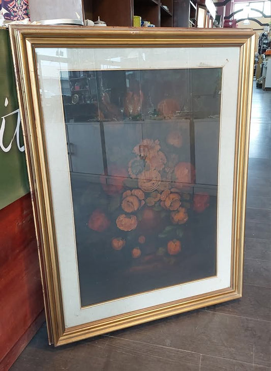 Q/fiori Olio Su Tela Firmato Gianny Cornice* Dorata Cm68x89